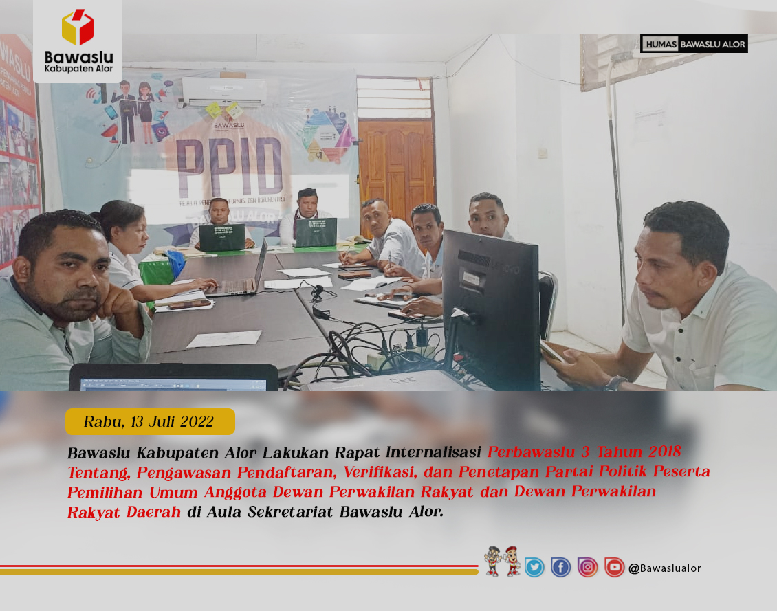 Bawaslu Alor Diskusi UU Nomor 7 Tahun 2017 dan Perbawaslu Nomor 3 Tahun 2018