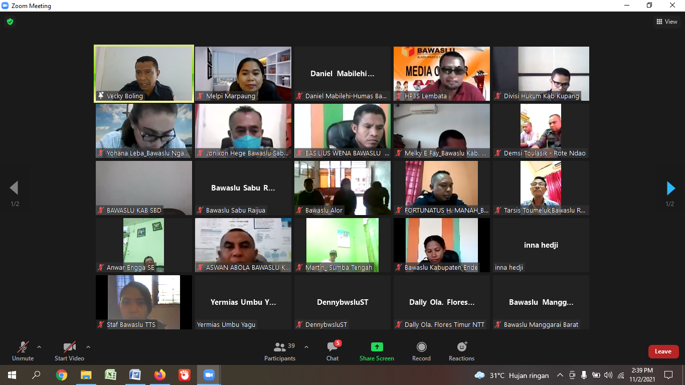 Bawaslu NTT Gelar Rapat Penyusunan Time Line